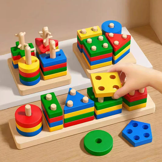 Wooden Montessori Toy Building Blocking